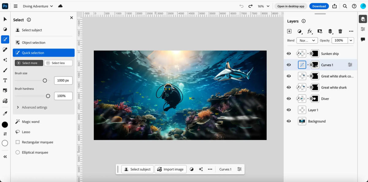 Adobe's "Photoshop on the web" service is now available to all Creative Cloud subscribers