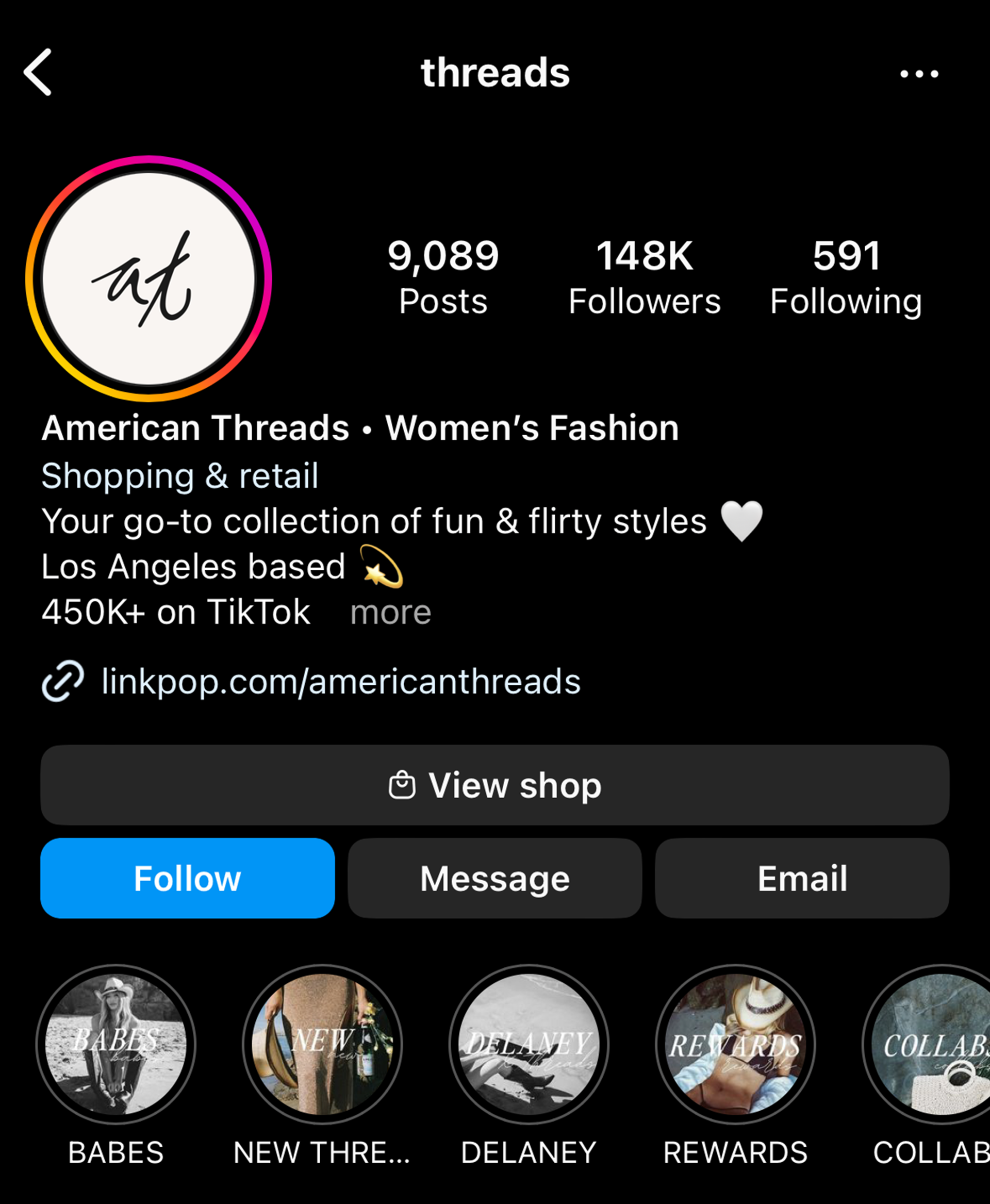 A retailer called American Threads had the handle Threads on Instagram when Threads first launched in July.